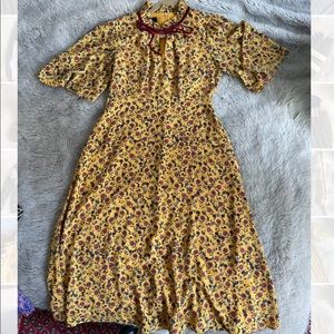 Donna Morgan yellow floral prairie midi dress - Sz 2